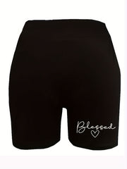  Casual Shorts Women's Plus Letter & Heart Print