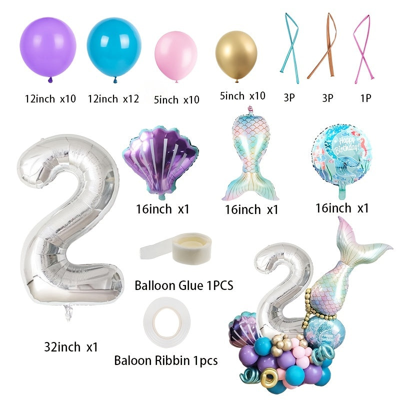 81 28 Cm Mermaid Balloon Set Shell Birthday Party Decoration Balloons