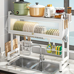 Above Sink Dish Drying Rack With Cover Space Saving Sink Rack