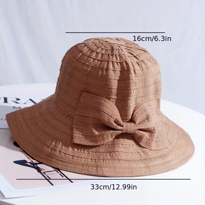 Vintage Wide Brim Bucket Hat Sunscreen Travel Beach Hats For Women
