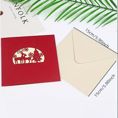 3D Cartoon Pop up Christmas Greeting Card