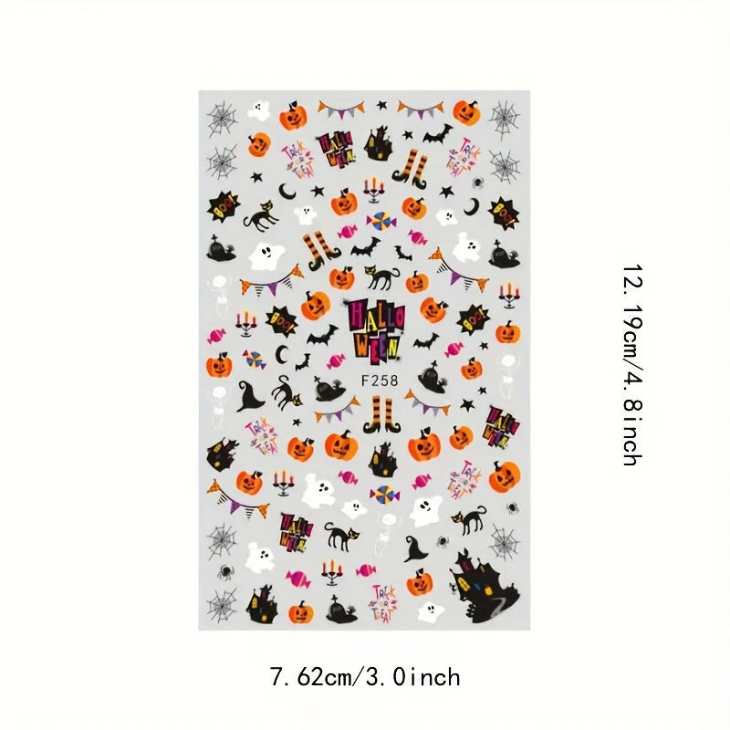 Halloween Nail Art Stickers Decals Ghost Pumpkin Witch Self Adhesive