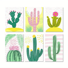 6pcs Cacti DIY Acrylic Painting Set, 40x50 Frameless, Number Coloring Kit