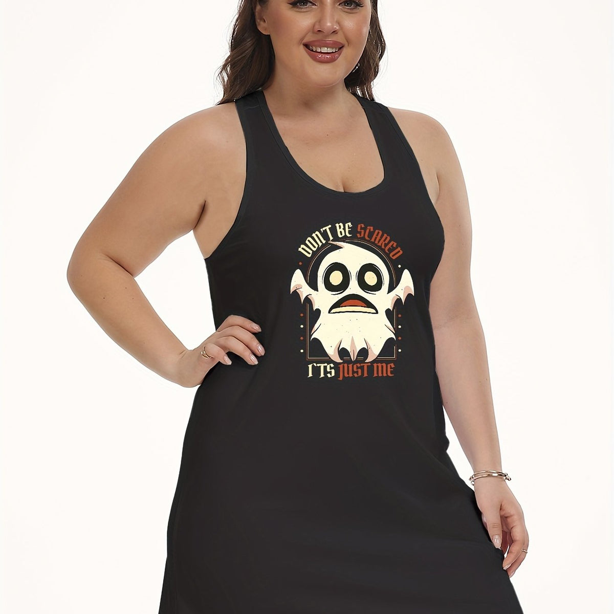  Halloween Ghost Print Tank Nightdress