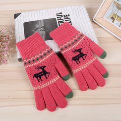 Deer Knitted Gloves Female Multicolor Warm Gloves