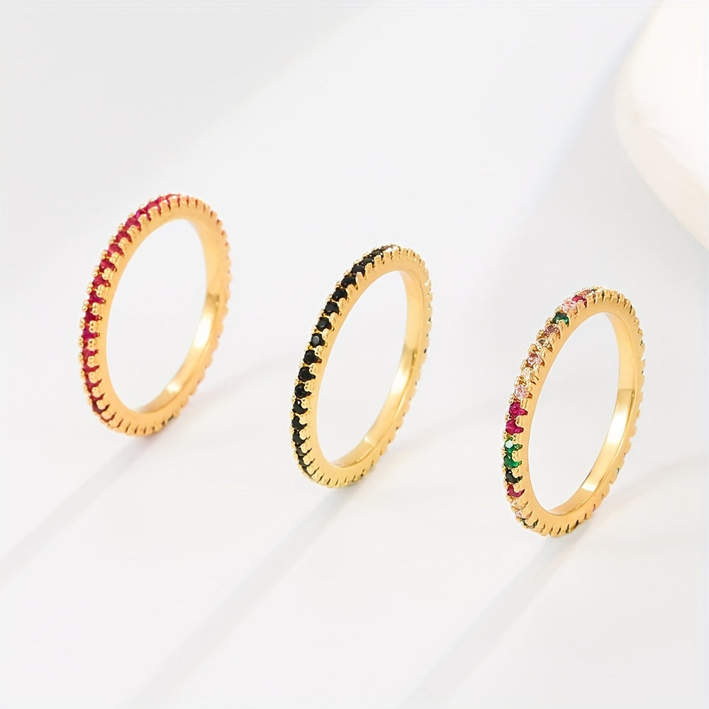 14k Plated Ring with Rhinestone Round Inlay, Perfect Gift for Friends