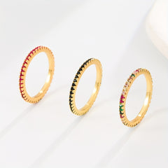 14k Plated Ring with Rhinestone Round Inlay, Perfect Gift for Friends