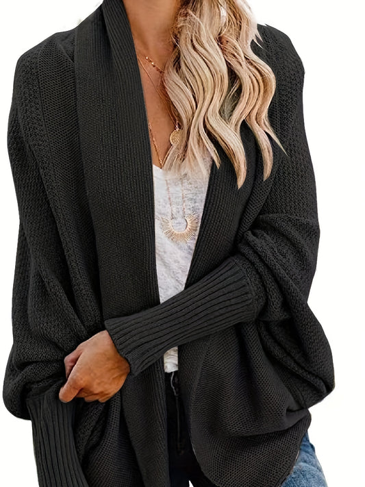  Women's Solid Bat Sleeve Cardigan