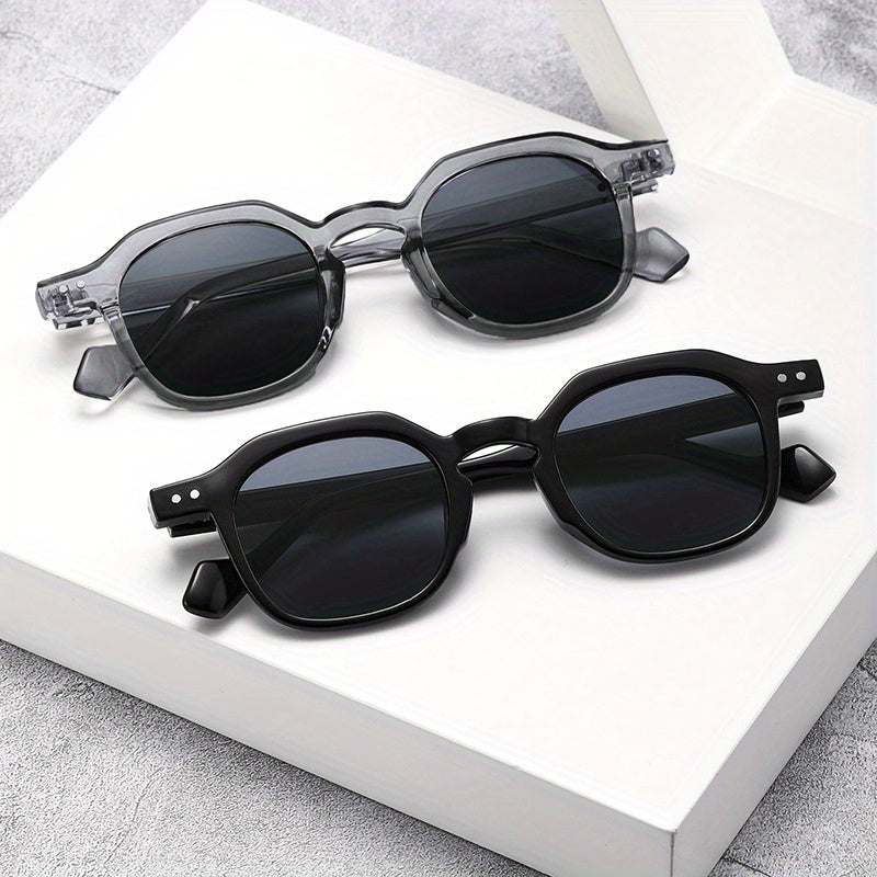 Square Sunglasses Steampunk Rivet Decor Anti Glare UV400