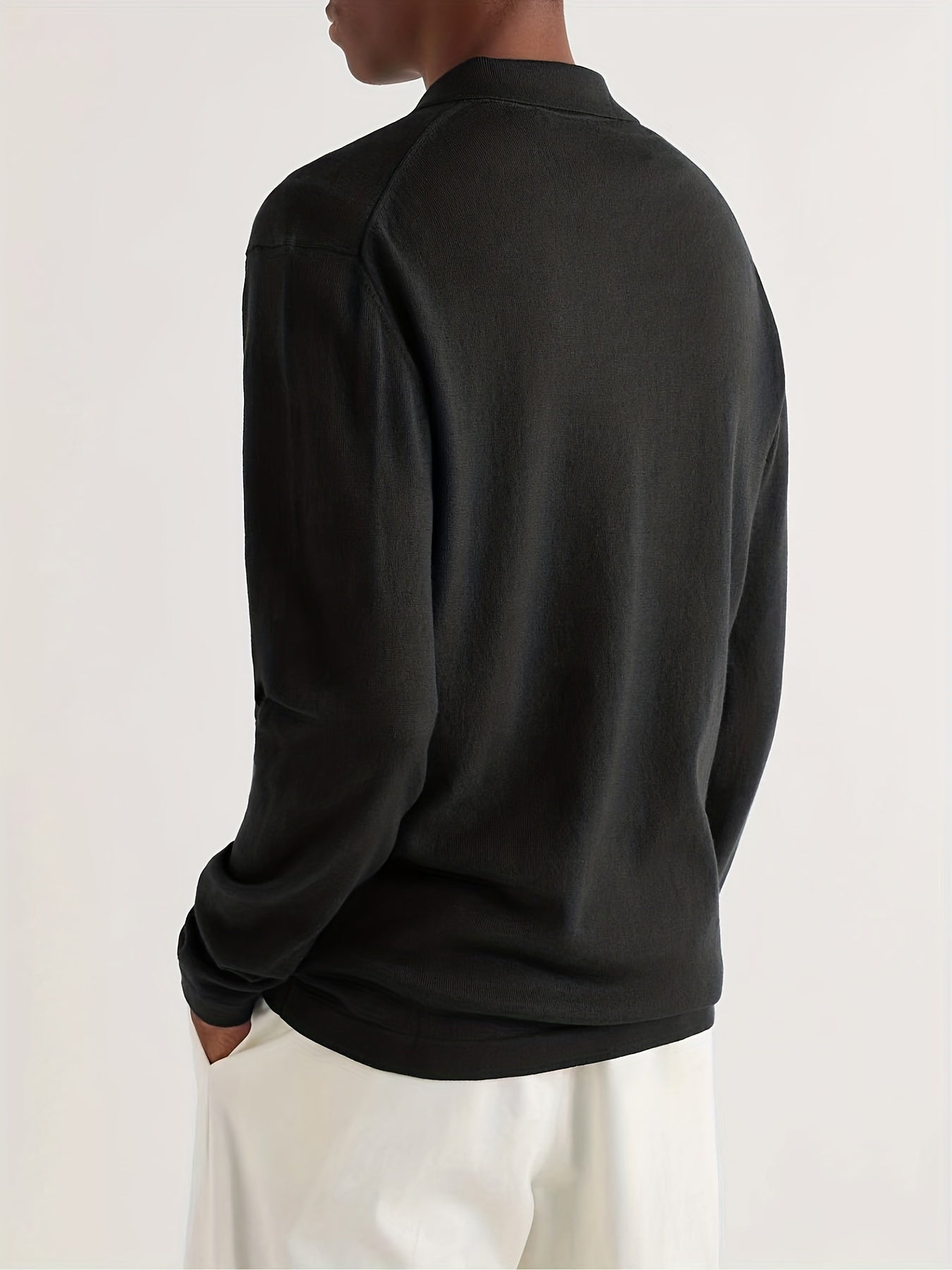 Leaf Pattern Knit Polo Shirt Men's Casual Lapel Sweater
