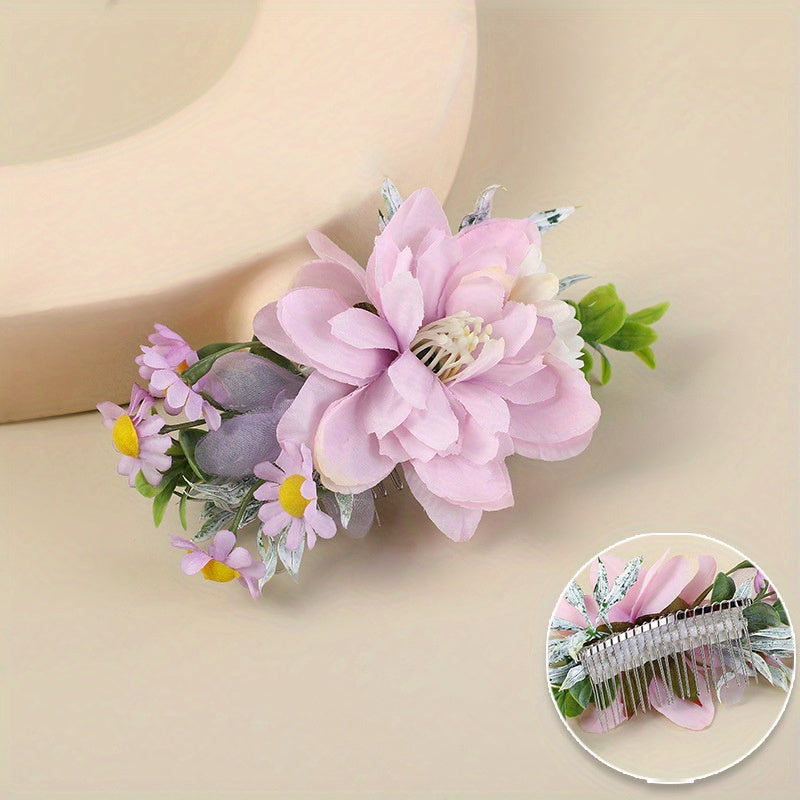 Boho Rose Side Comb Floral Hair Accessory