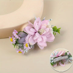 Boho Rose Side Comb Floral Hair Accessory