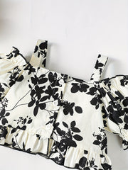 Baby Girls Floral Print Off Shoulder Top & Pants Set