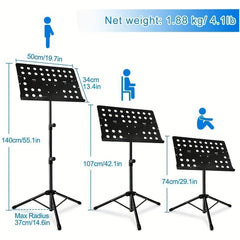 Portable Collapsible Sheet Music Stand with Carrying Bag