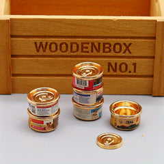 3pcs Dog and Cat Food Cans 1:12 Dollhouse Mini Pet Scene Model