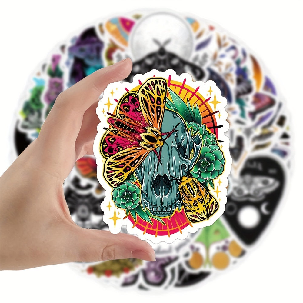 50pcs Ghost Moth Cartoon Stickers For Helmet Water Bottles Laptop Car Decal