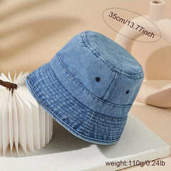 Denim Washed Bucket Hat Sunscreen Fisherman Cap for Women