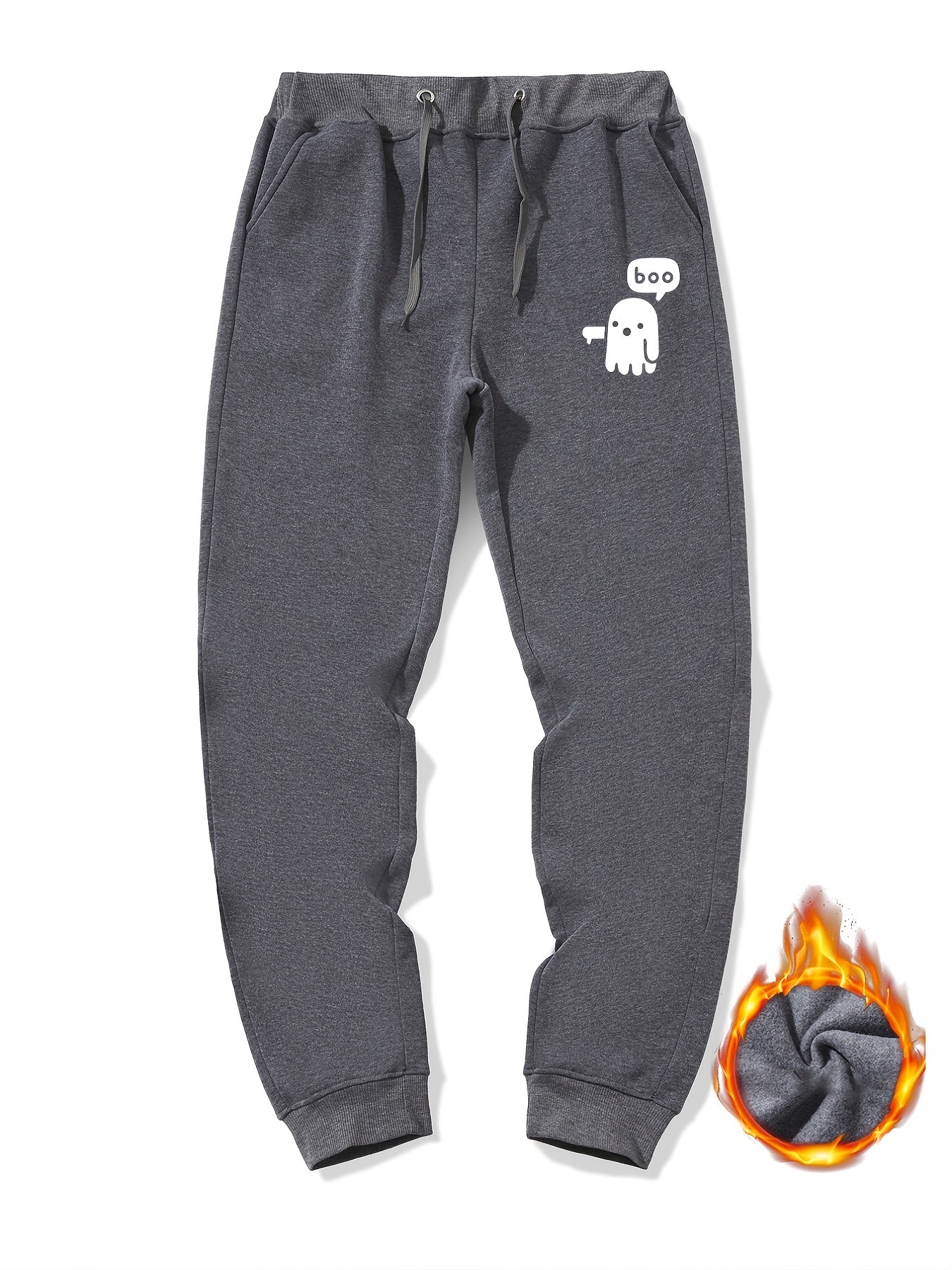 Cartoon Ghost Warm Sweatpants Men's Jogger Pants