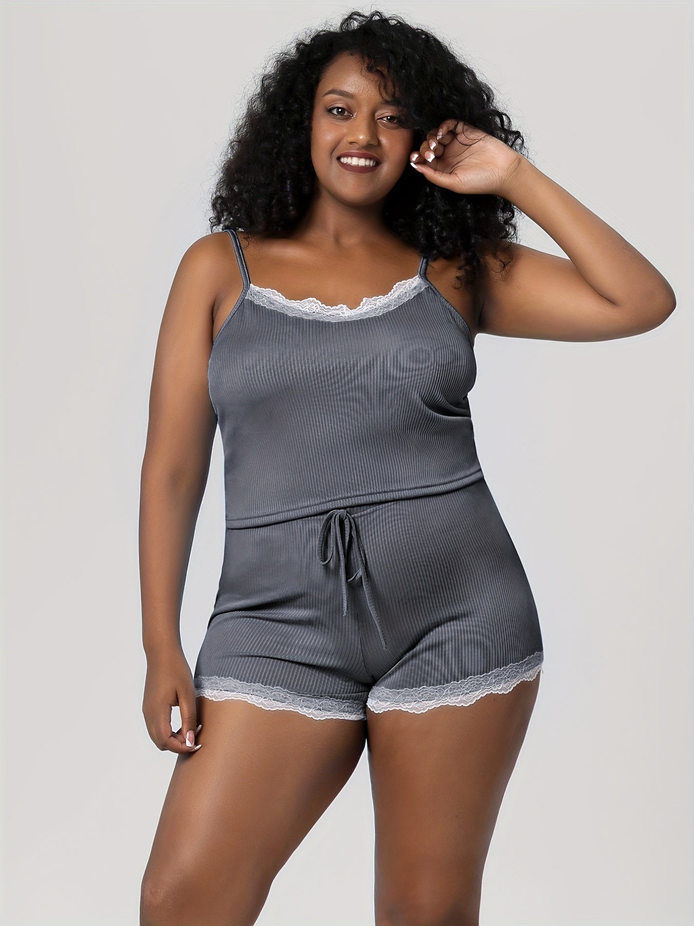  Ribbed Cami Top & Shorts Pajama Set