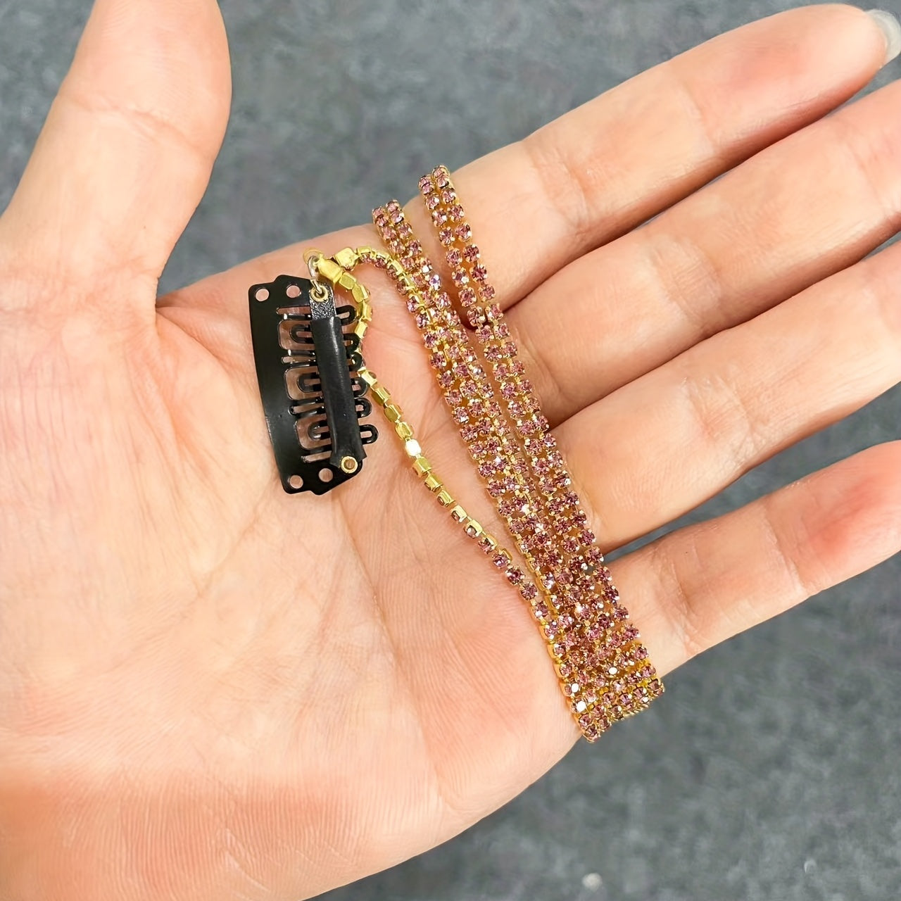 Bling Rhinestones Chain Tassel Hairpin Hair Barrette