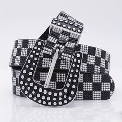 Vintage Rhinestone Belt Women's Y2K Hip Hop Jeans Pants Waistband