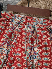  Allover Floral Print High Rise Elastic Loose Shorts