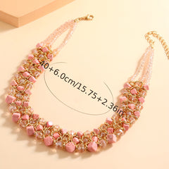 Crystal & Turquoise Cube Necklace Chunky Chain Jewelry