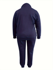  Zipper Front Coat & Joggers 2PC Set
