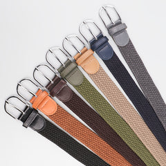 Men's Stretch Woven Braid Belt Canvas Elastic Fabric Woven Stretch Multicolored