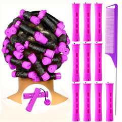 10pcs Hair Perm Rods with Comb, Bands Short Curlers for Styling