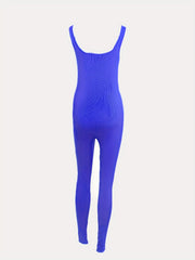 Ribbed Bodycon Tank Jumpsuit Slim Sleeveless Casual Jumpsuit