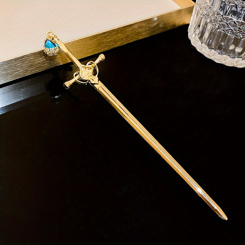 Chinese Style Crystal Sword Hairpin Metal Hair Accessories