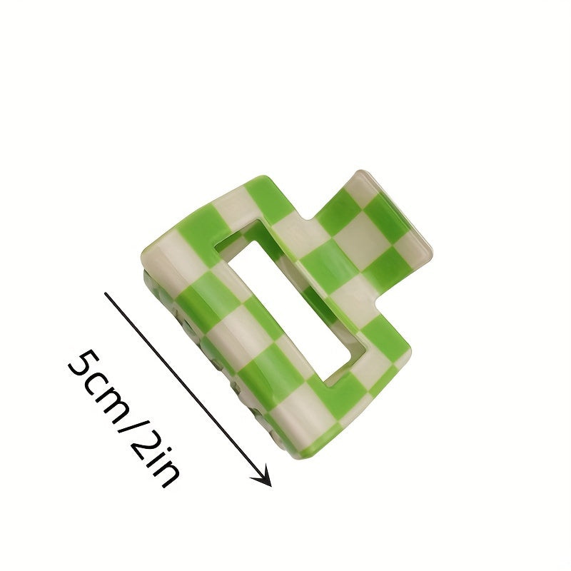 Plaid Hair Claw Checkerboard Pattern Ponytail Holder
