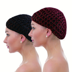 2pcs Crochet Hair Net Hollow Out Sleeping Hat Hair Protective Accessories