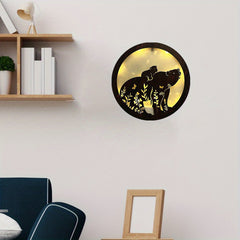 Kids Room LED Clock Lamp Retro Wooden Sign Wall Sticker Hanging Light