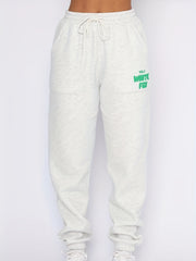Plus Size Elastic Waist Tie Front Joggers With Pockets