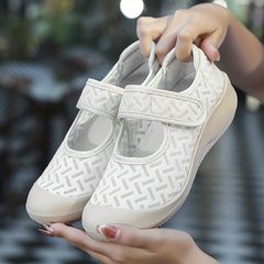 Breathable Women's Walking Shoes with Hook & Loop Fastener
