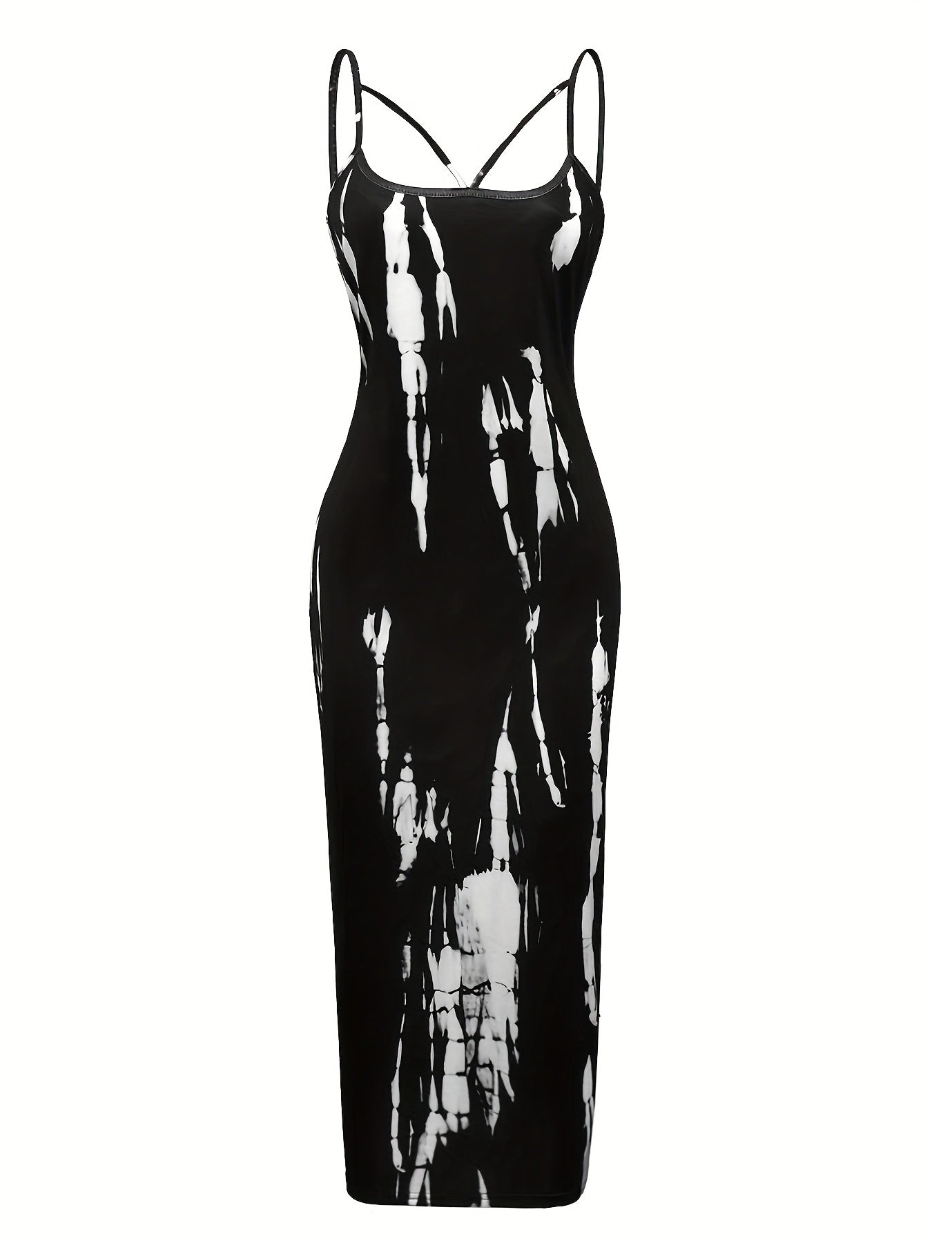  Sexy Dress Women's Plus Random Print Strappy Cut Out Cami Maxi Dress