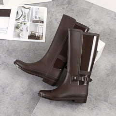 Women's Waterproof High Top Motorcycle Rain Boots Outdoor Plastic Rain Boots