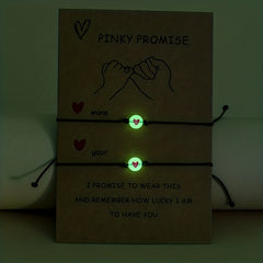 Luminous Beaded Bracelet Set with Heart Pattern for Couples