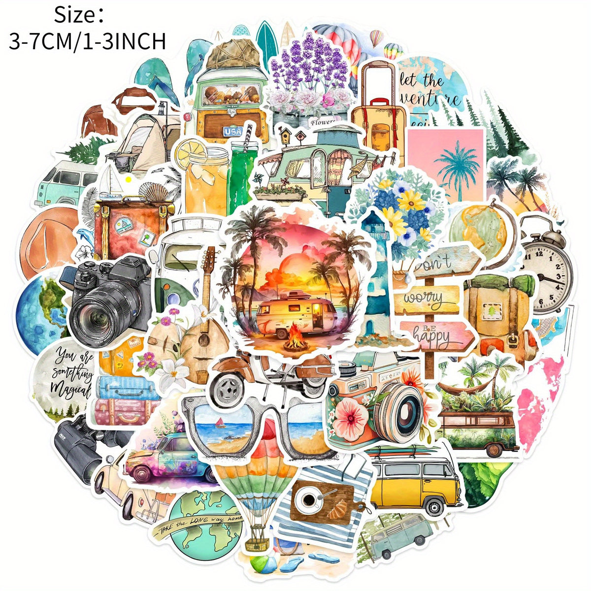 50pcs Waterproof Vinyl Stickers for Bottles Laptops Phones