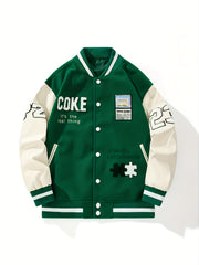 Men's Embroidered Varsity Jacket for Spring/Fall