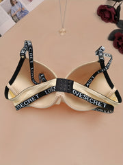 Letter Straps Push Up Bra Comfy & Breathable Everyday Bra Women's Lingerie
