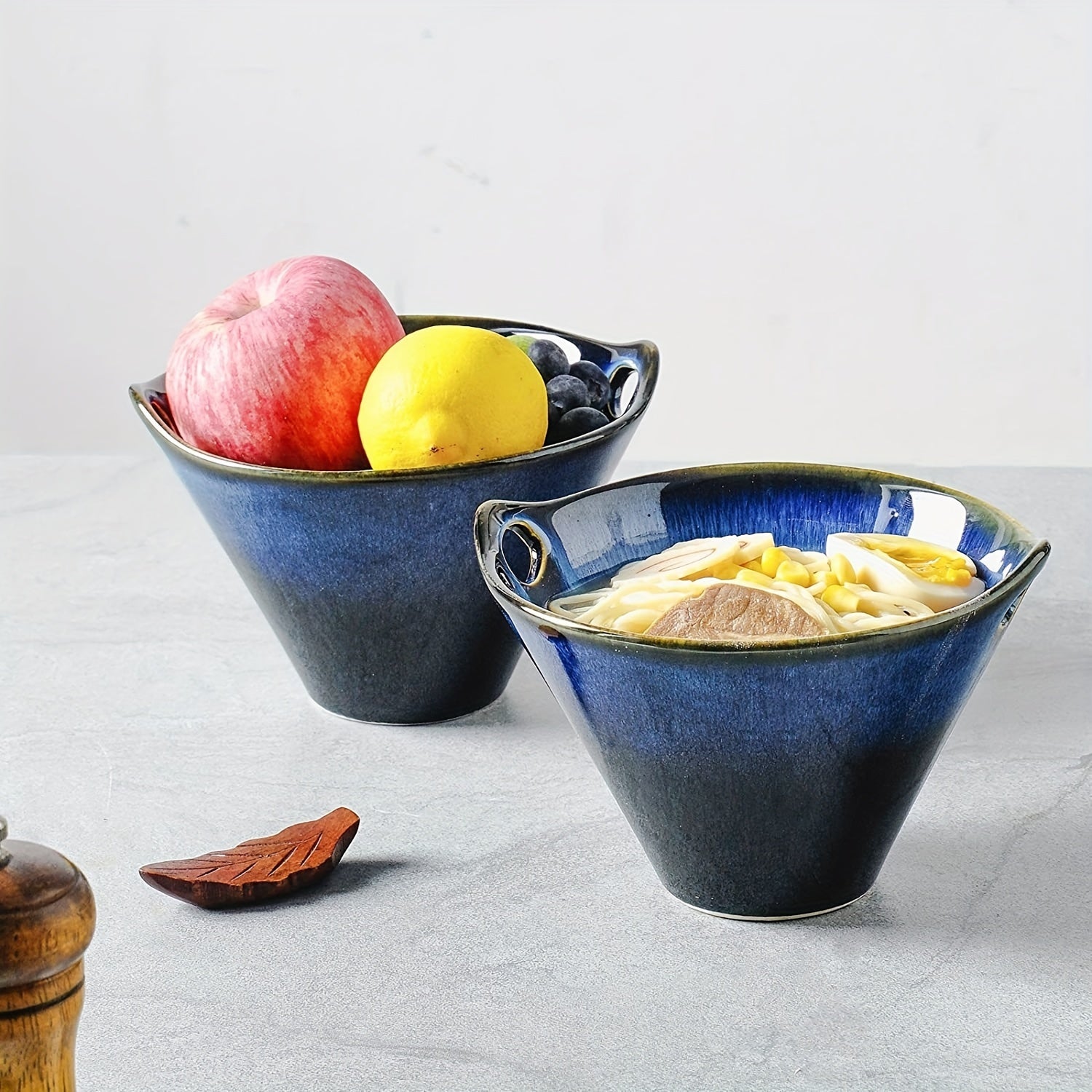2pcs Ceramic Large Ramen Bowl Set 20oz Porcelain Soup Noodles Pho Udon Salad