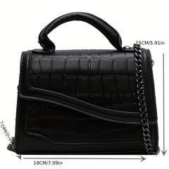Asymmetrical Crossbody Bag PU Leather Metal Chain Mini Handbag