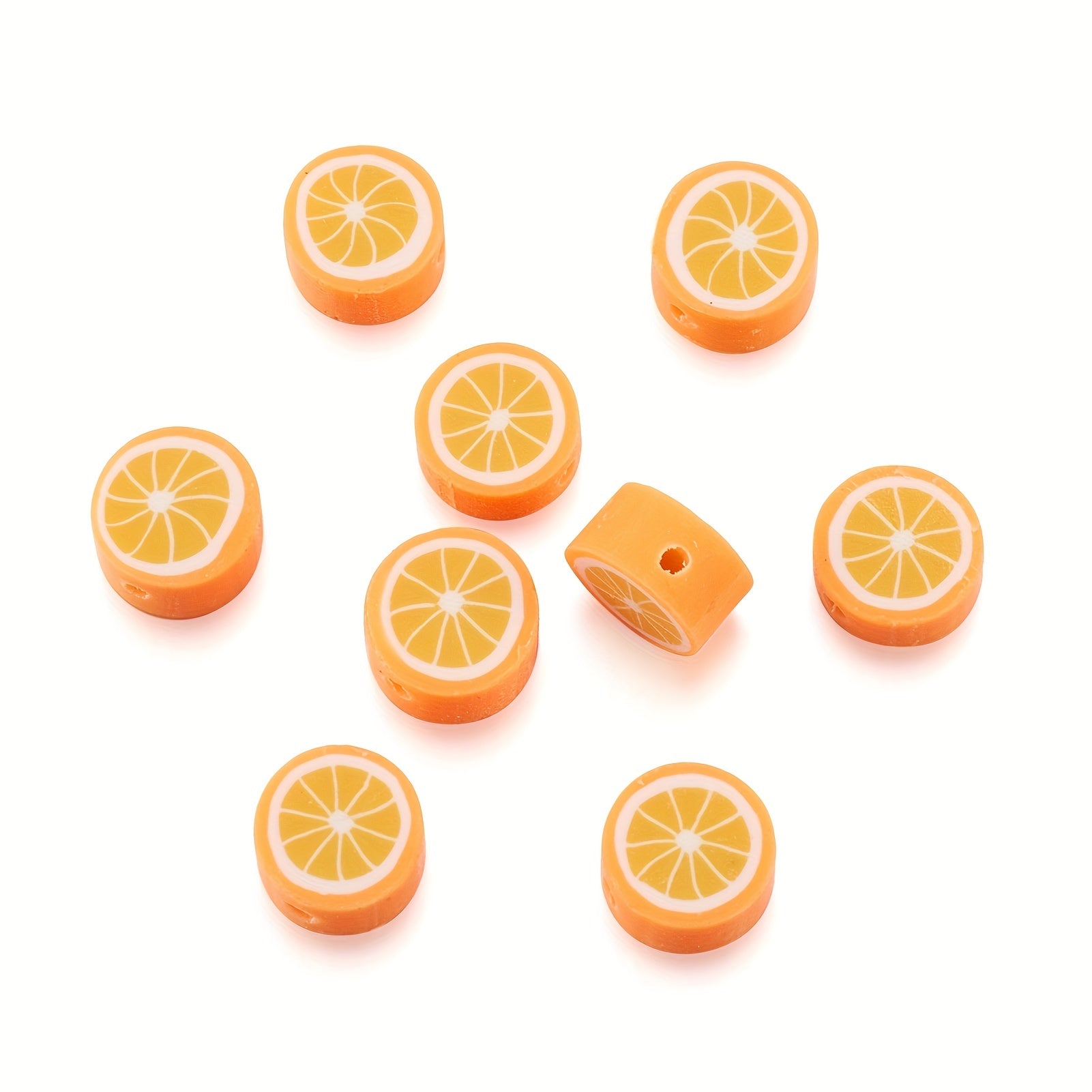 50pcs Orange Polymer Clay Slice Beads DIY Jewelry Accessories