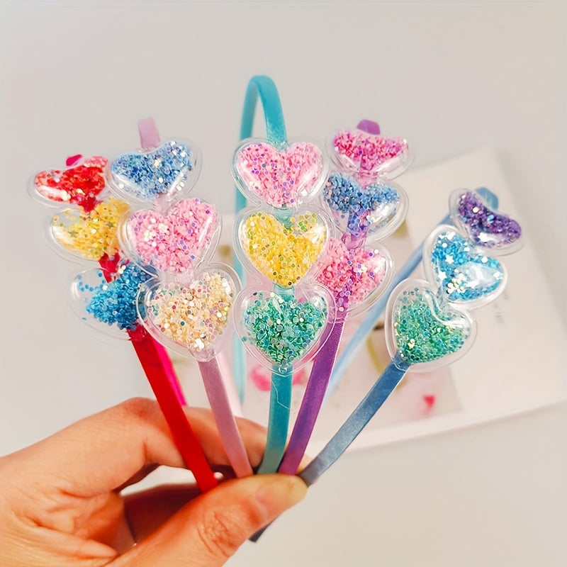 5pcs Colorful Love Headband Transparent PVC Hair Band For Girls