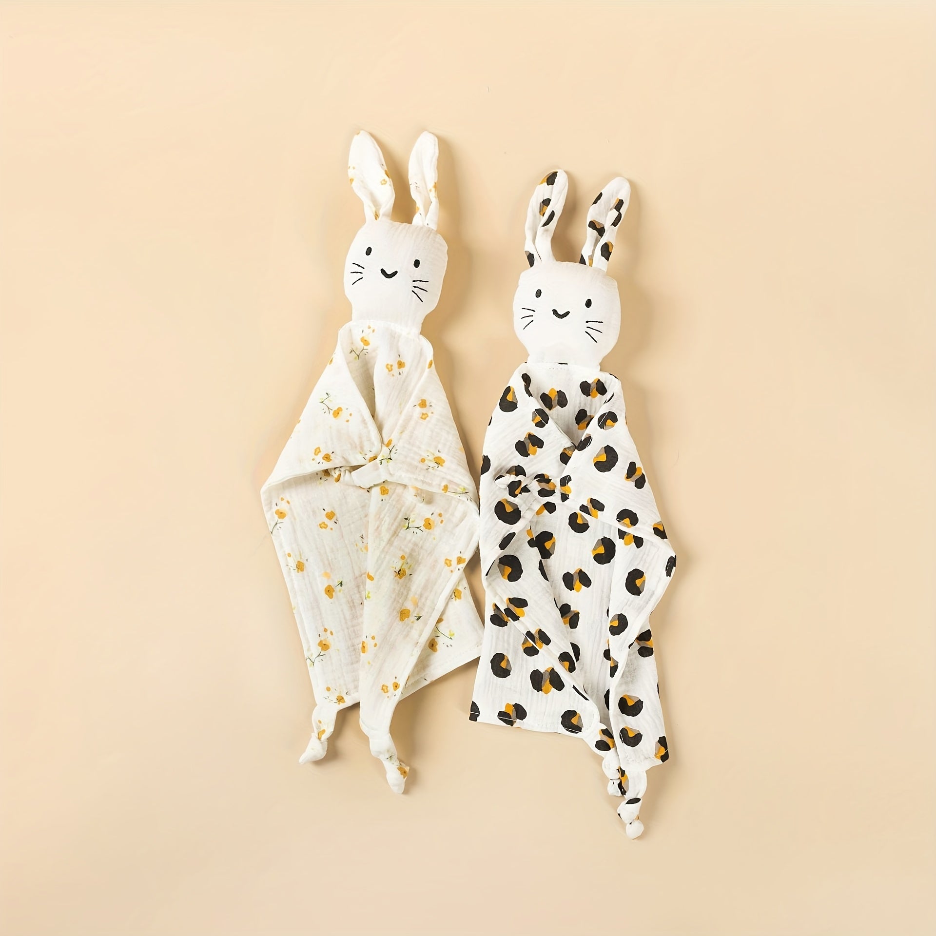 Baby Cotton Gauze Bib Rabbit Ear Doll 6-12 Months Sleeping Blanket