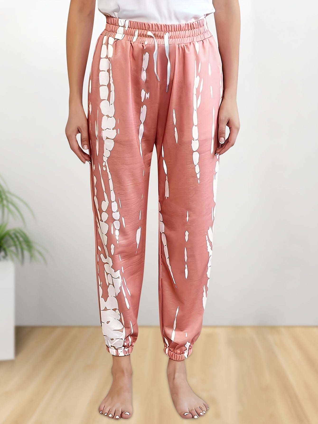 Women's Plus Tie Dye Elastic Tapered Leg Pants