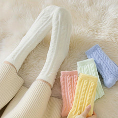 5 Pairs Twist Textured Mid Tube Socks Women's Stockings & Hosiery